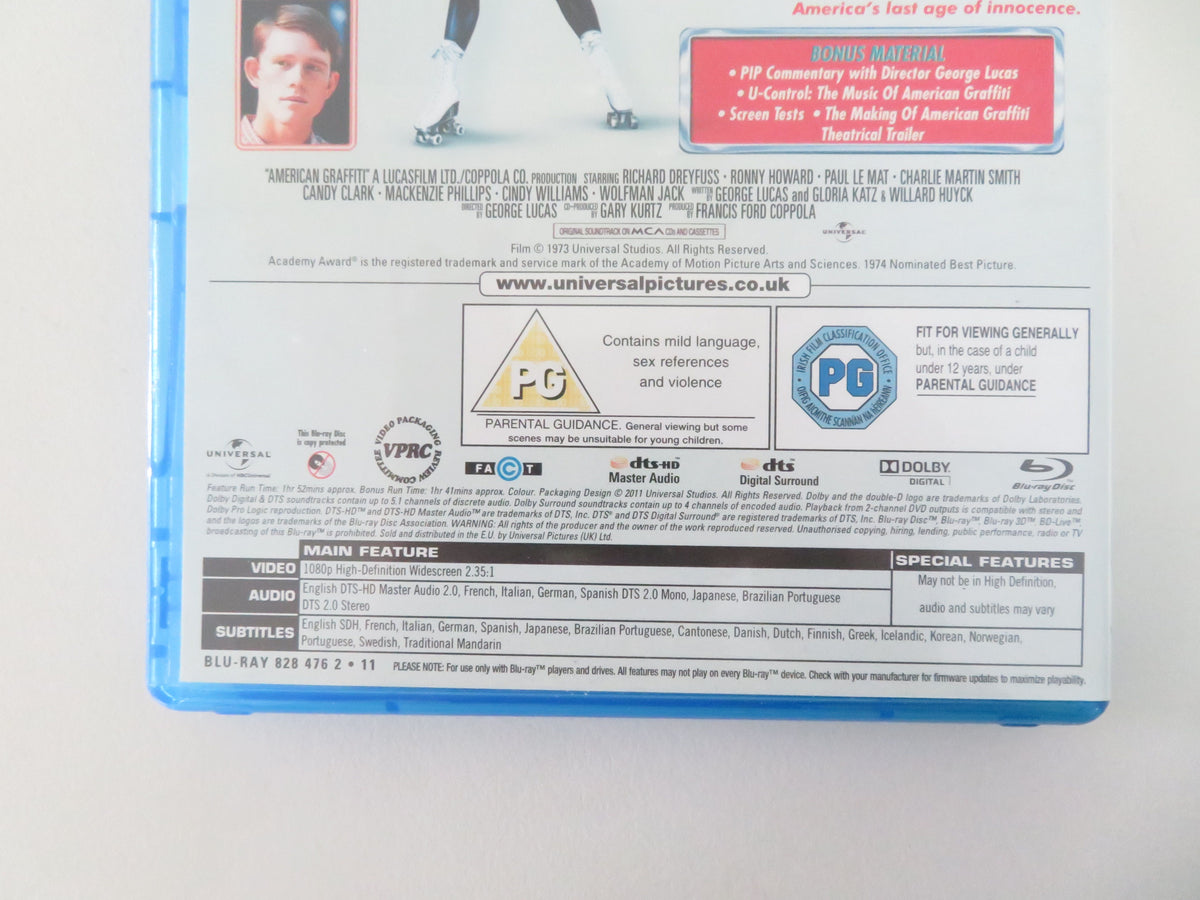 American Graffiti (BLU-RAY) Richard Dreyfuss Ron Howard 1973 Region Free