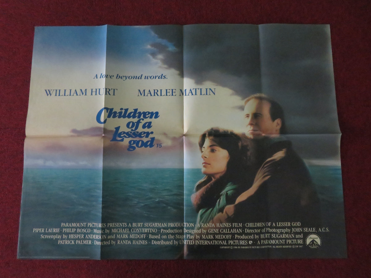 Children of a Lesser God UK Quad Poster Folded William Hurt Marlee Matlin 1986