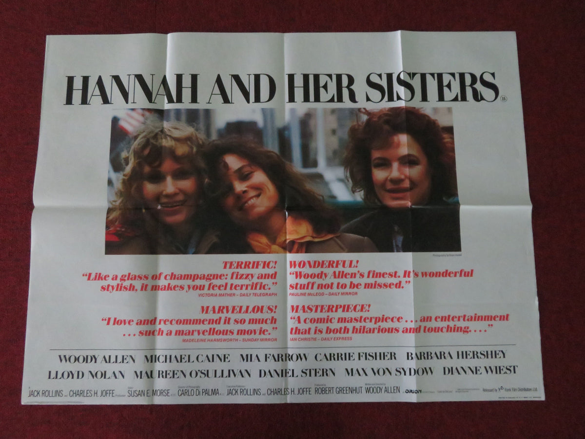 Hannah and Her Sisters UK Quad Poster Folded Mia Farrow Michael Caine 1986