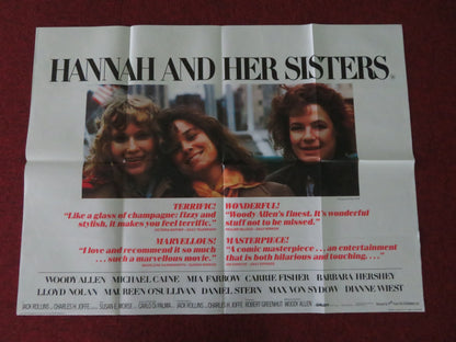 Hannah and Her Sisters UK Quad Poster Folded Mia Farrow Michael Caine 1986