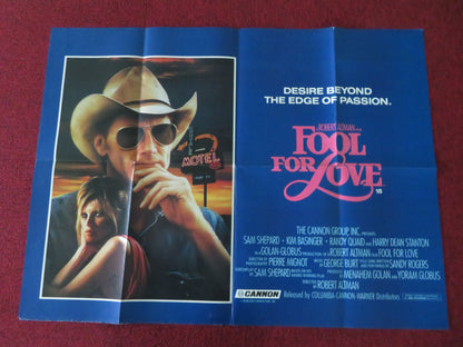 Fool for Love UK Quad Poster Folded Cannon Sam Shepard Kim Basinger 1985