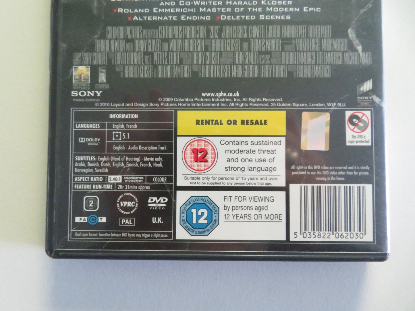 2012 (DVD) JOHN CUSACK AMANDA PEET 2009 REGION 2 Movie posters