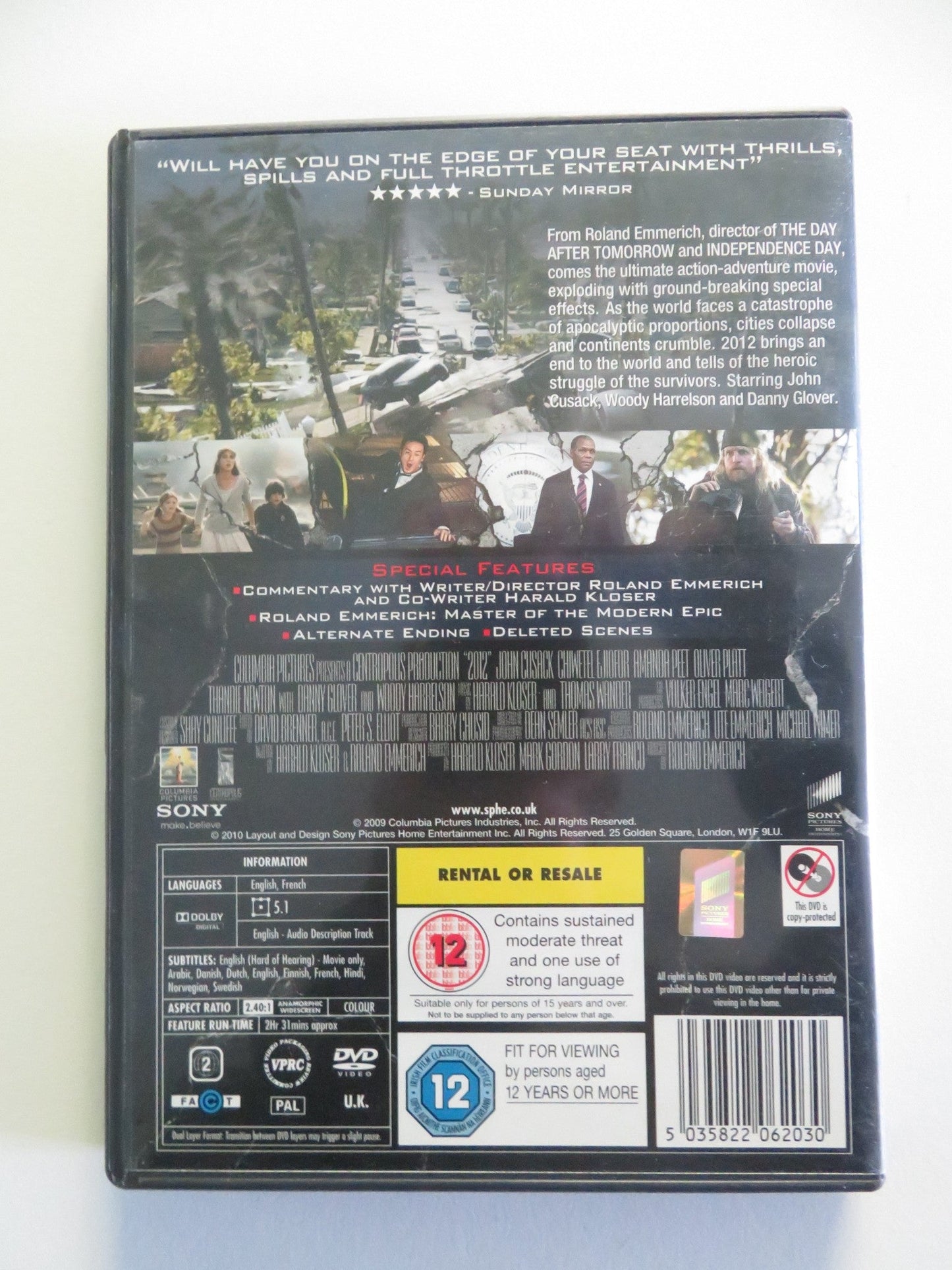 2012 (DVD) JOHN CUSACK AMANDA PEET 2009 REGION 2 Movie posters