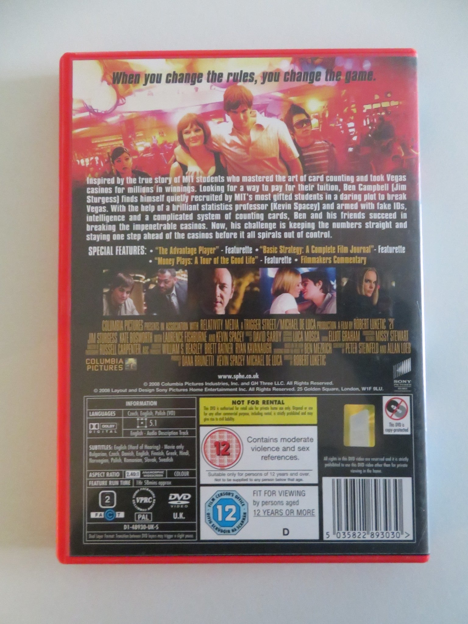 21 (DVD) KEVIN SPACEY JIM STURGESS 2008 REGION 2 Movie posters