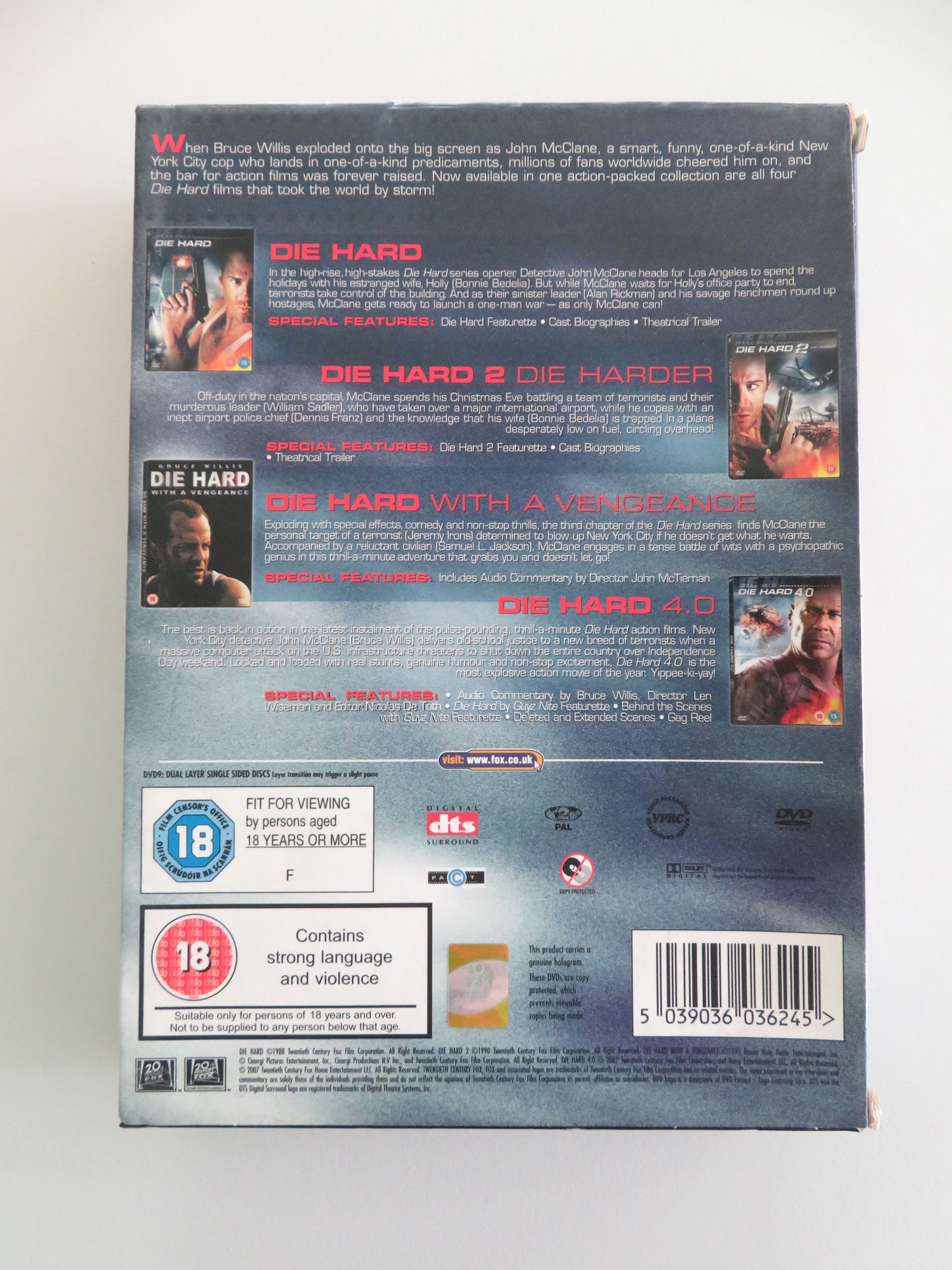 Die Hard Quadrilogy (DVD BoxSet) Bruce Willis Alan Rickman 1988 Region 2