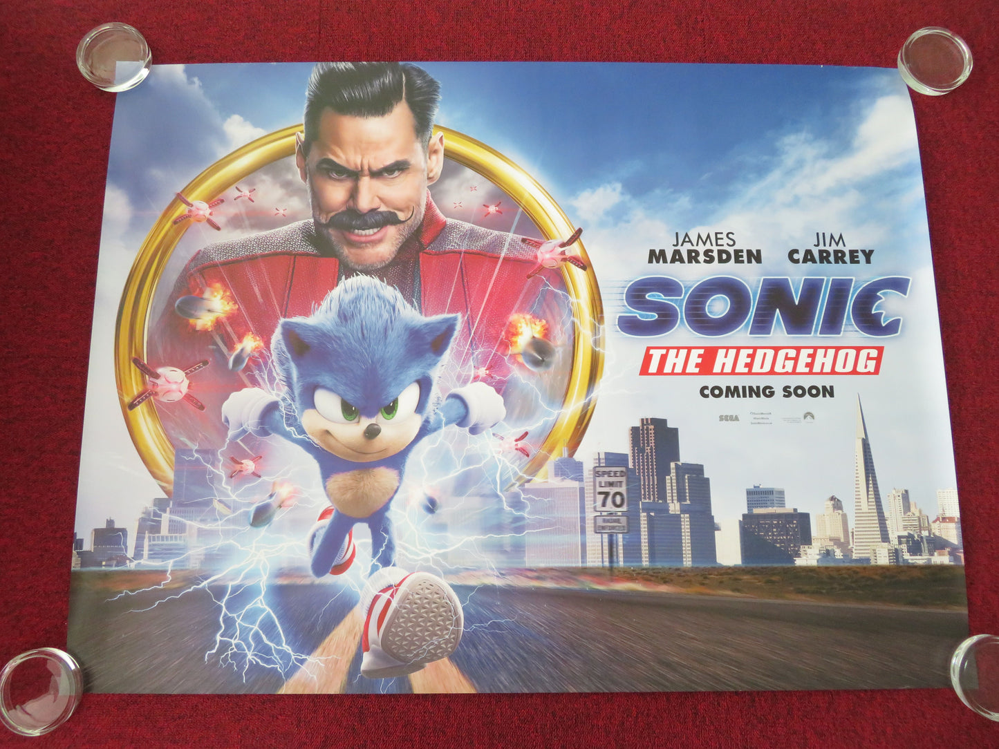 Sonic the Hedgehog UK Quad Rolled Poster James Marsden Jim Carrey 2019