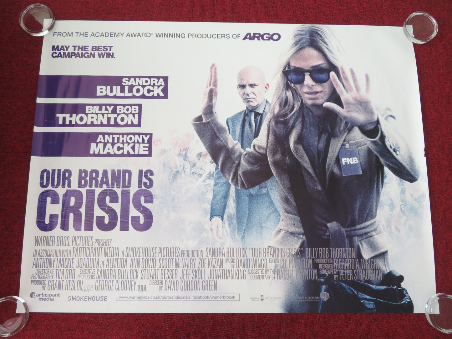 Our Brand Is Crisis UK Quad Rolled Poster Sandra Bullock Billy Bob Thornton 2015