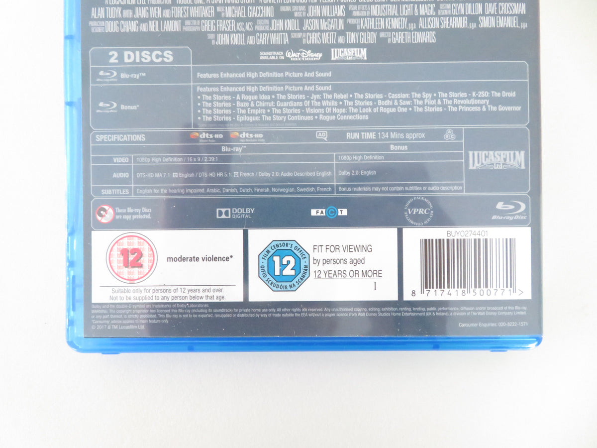 Rogue One: A Star Wars Story (BLU-RAY) Felicity Jones D. Luna 2016 Region A,B,C