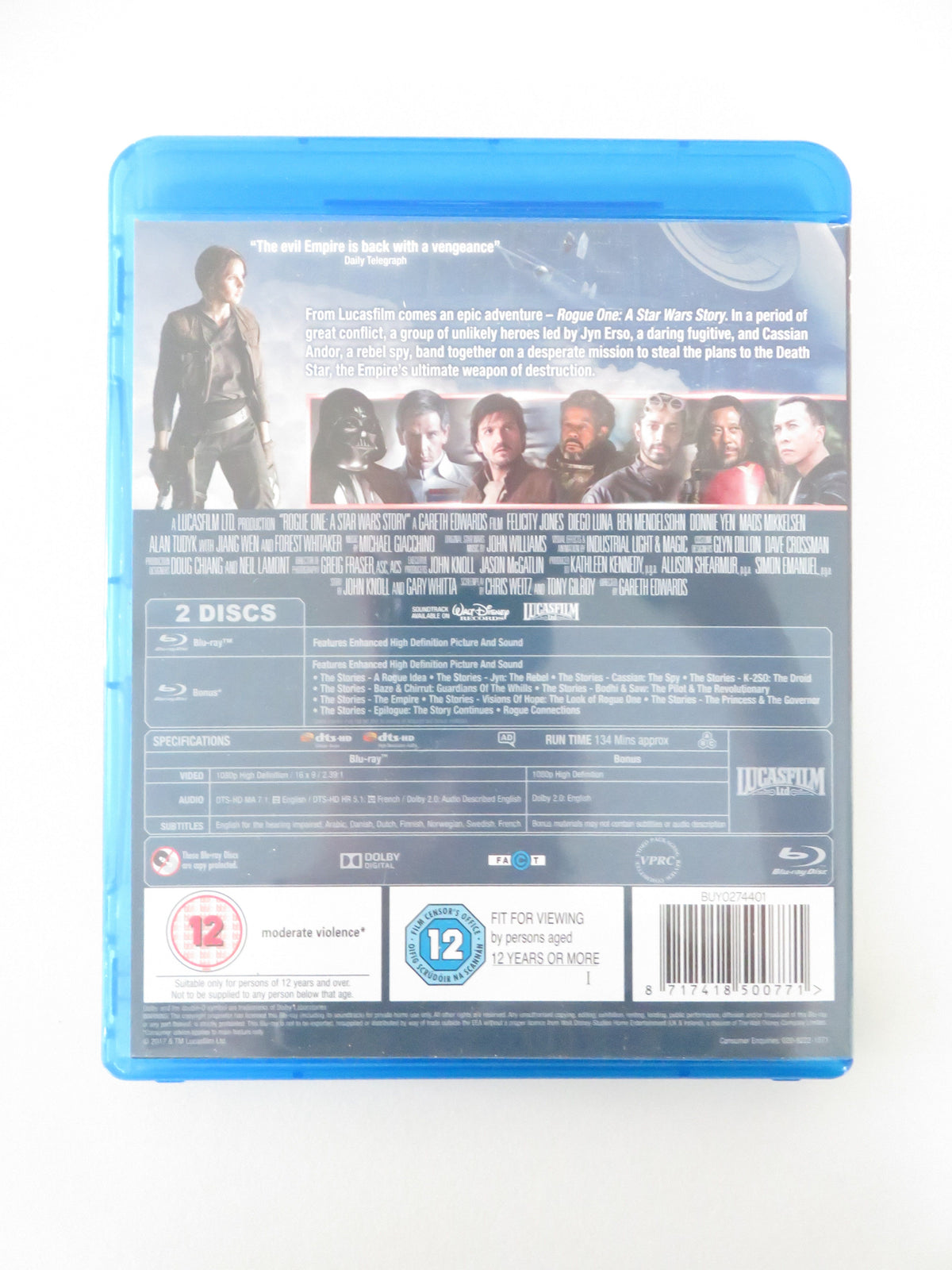 Rogue One: A Star Wars Story (BLU-RAY) Felicity Jones D. Luna 2016 Region A,B,C