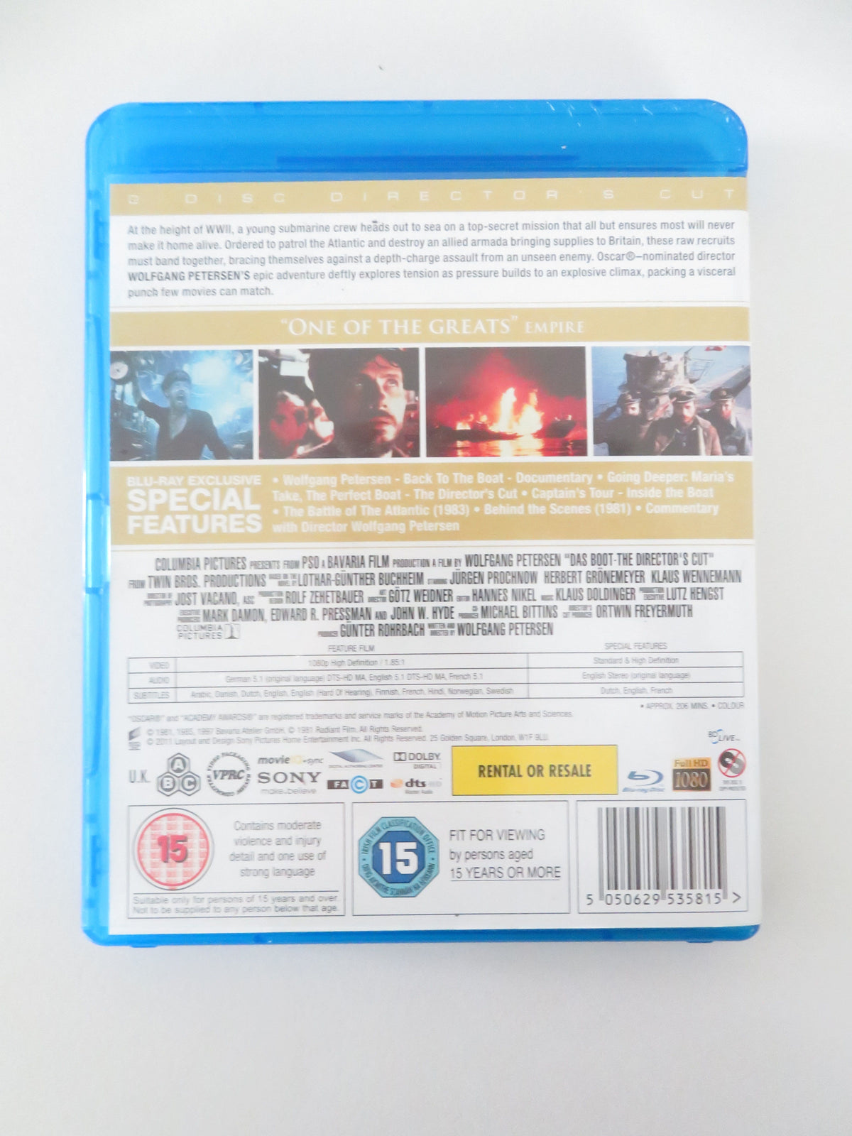 Das Boot - 2 disc Director's Cut (BLU-RAY) Jurgen Prochnow 1981 Region A,B,C