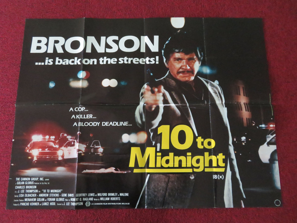 10 to Midnight UK Quad Poster Folded Cannon Charles Bronson Lisa Eilbacher 1983