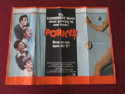 Porky's UK Quad Poster Folded Dan Monahan Mark Herrier Wyatt Knight 1982