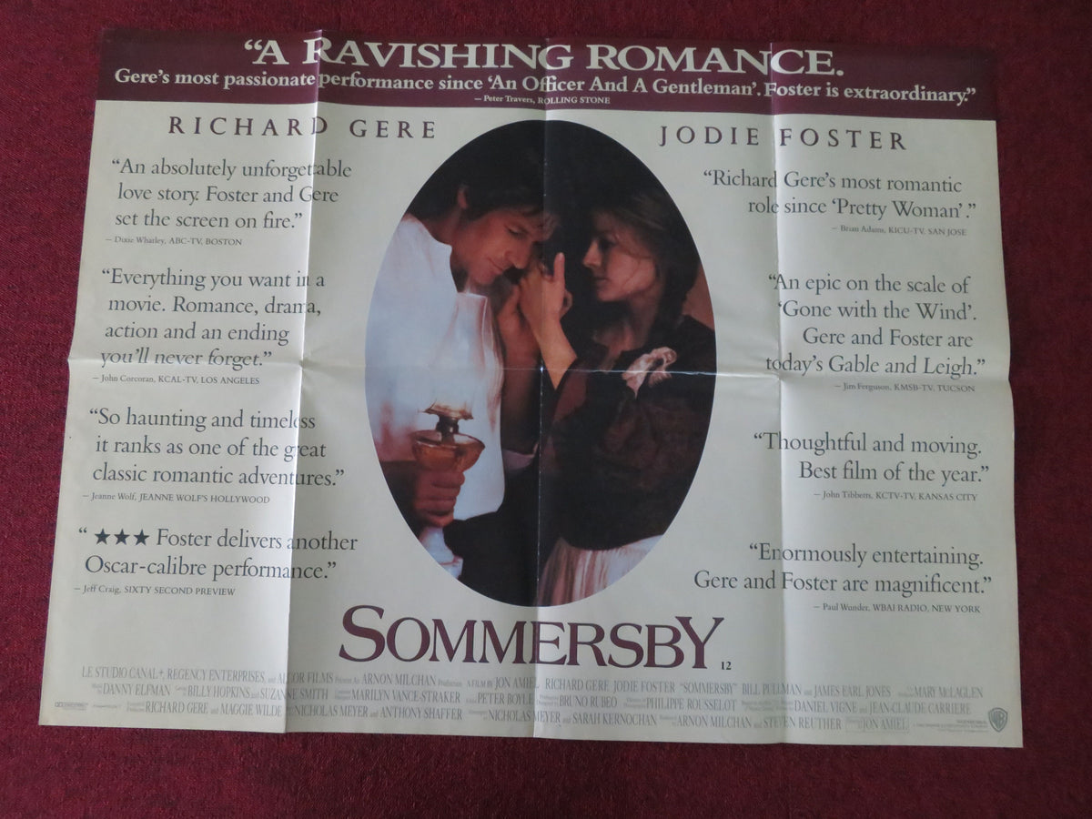 Sommersby UK Quad Poster Folded Richard Gere Jodie Foster Lanny Flaherty 1993