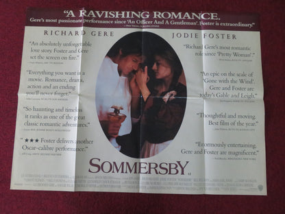 Sommersby UK Quad Poster Folded Richard Gere Jodie Foster Lanny Flaherty 1993
