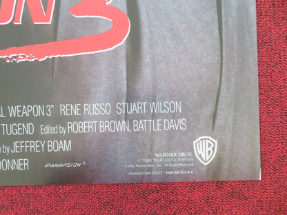 Lethal Weapon 3 - Advance Folded US One Sheet Poster Mel Gibson D. Glover 1992