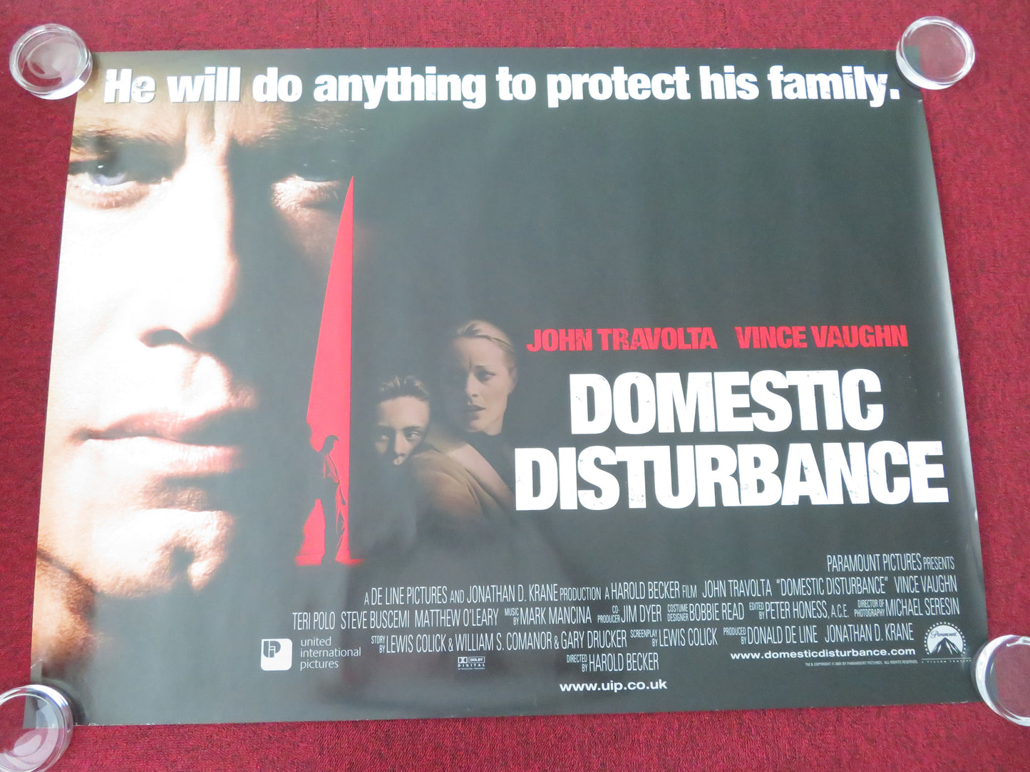 Domestic Disturbance UK Quad Rolled Poster John Travolta Vince Vaughn 2001