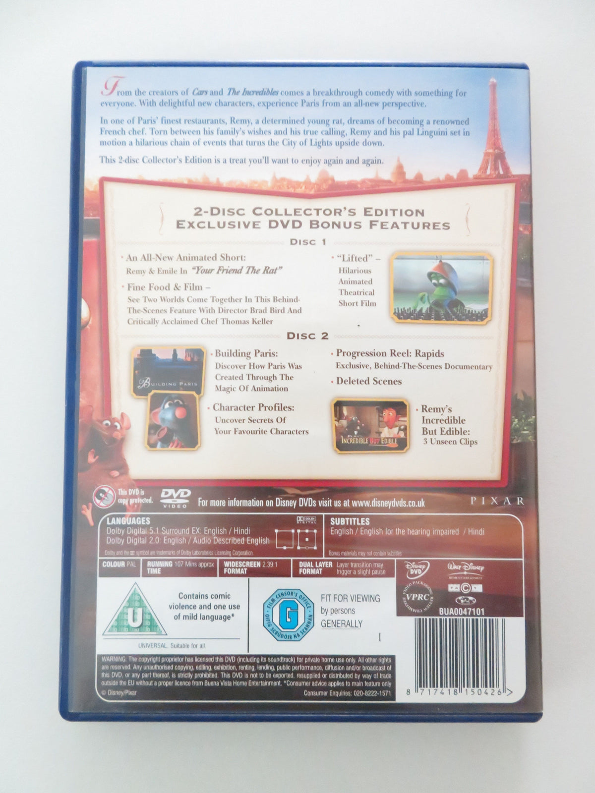 Ratatouille - 2 disc Collector's Edition - B (DVD) Disney 2007 Region 2