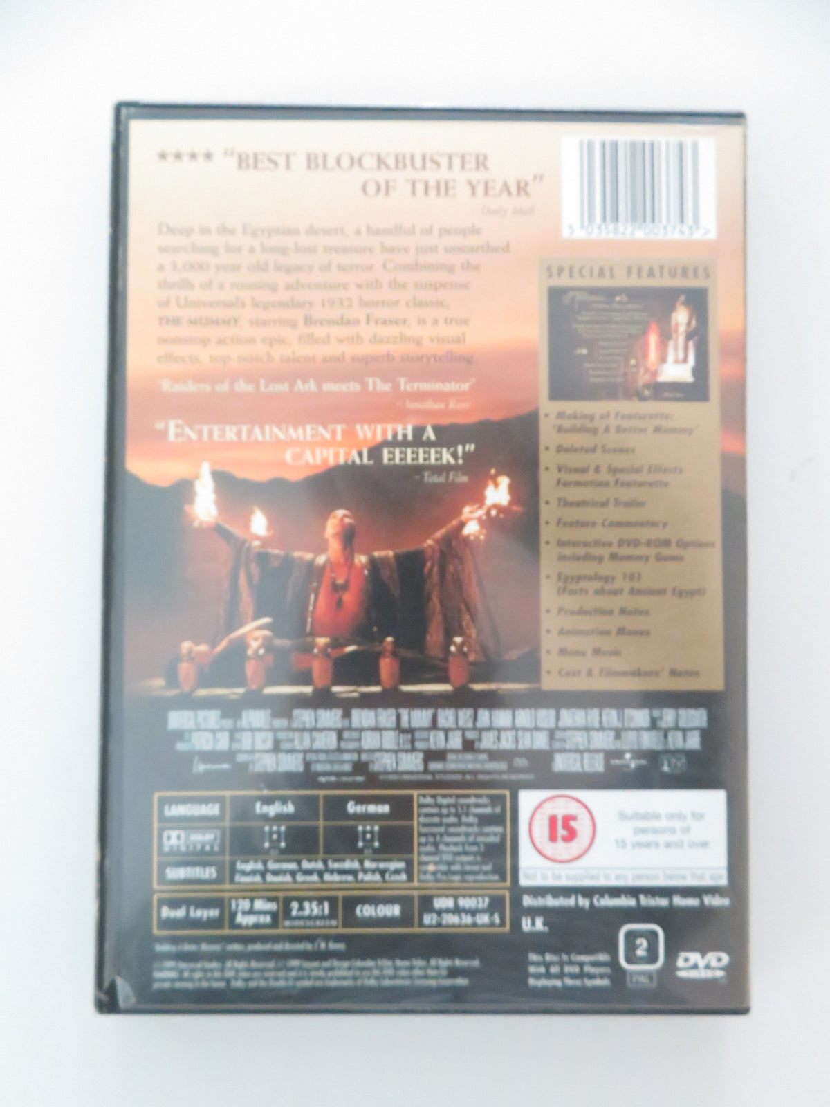 The Mummy - Full Uncut Version (DVD) Brendan Fraser Rachel Weisz 1999 Region 2