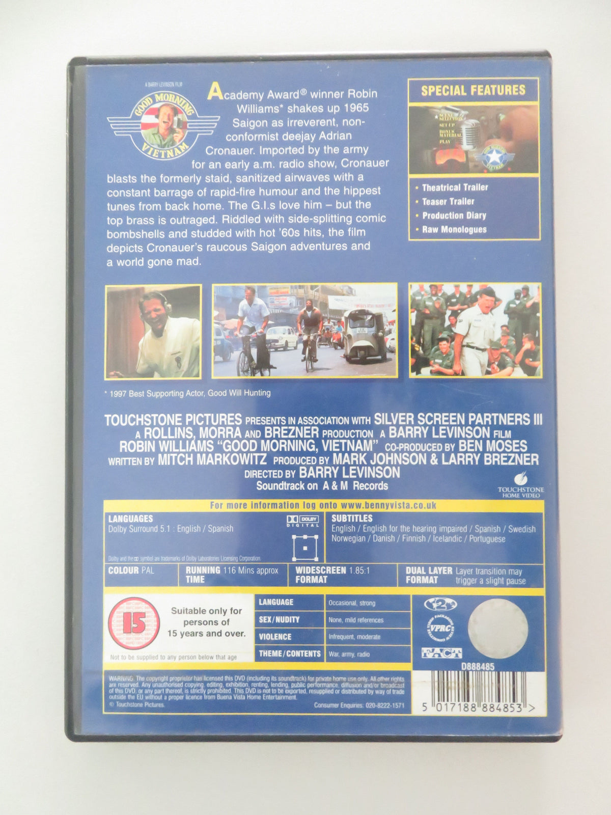 Good Morning, Vietnam (DVD) Robin Williams Forest Whitaker 1987 Region 2