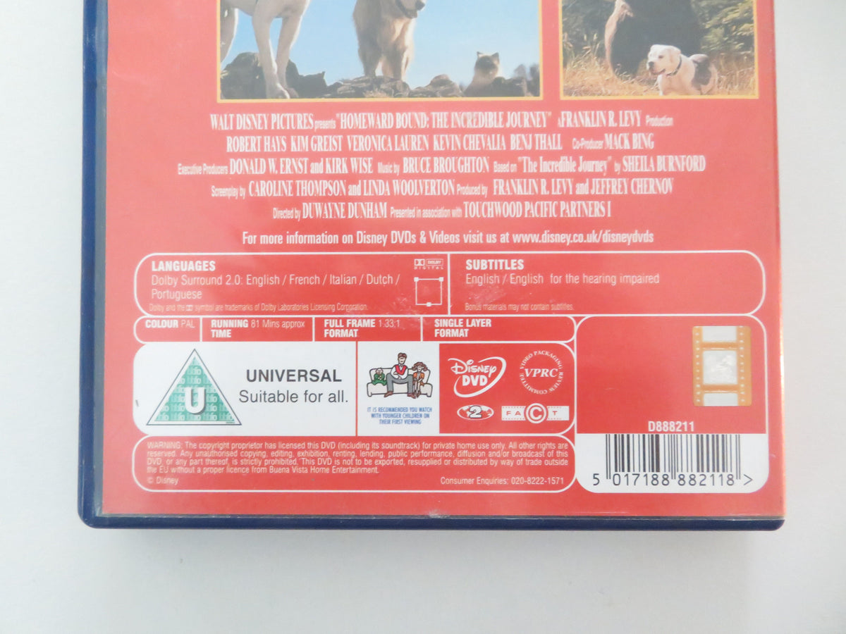 Homeward Bound: The Incredible Journey (DVD) Disney Michael J. Fox 1993 Region 2