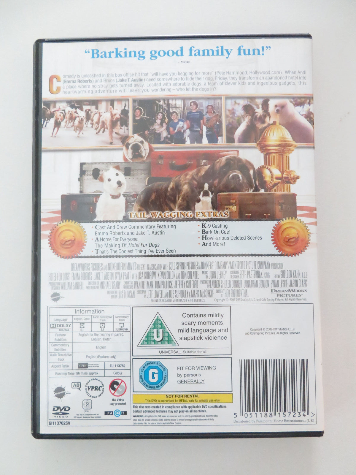 Hotel for Dogs (DVD) Emma Roberts Jake T. Austin Lisa Kudrow 2009 Region 2