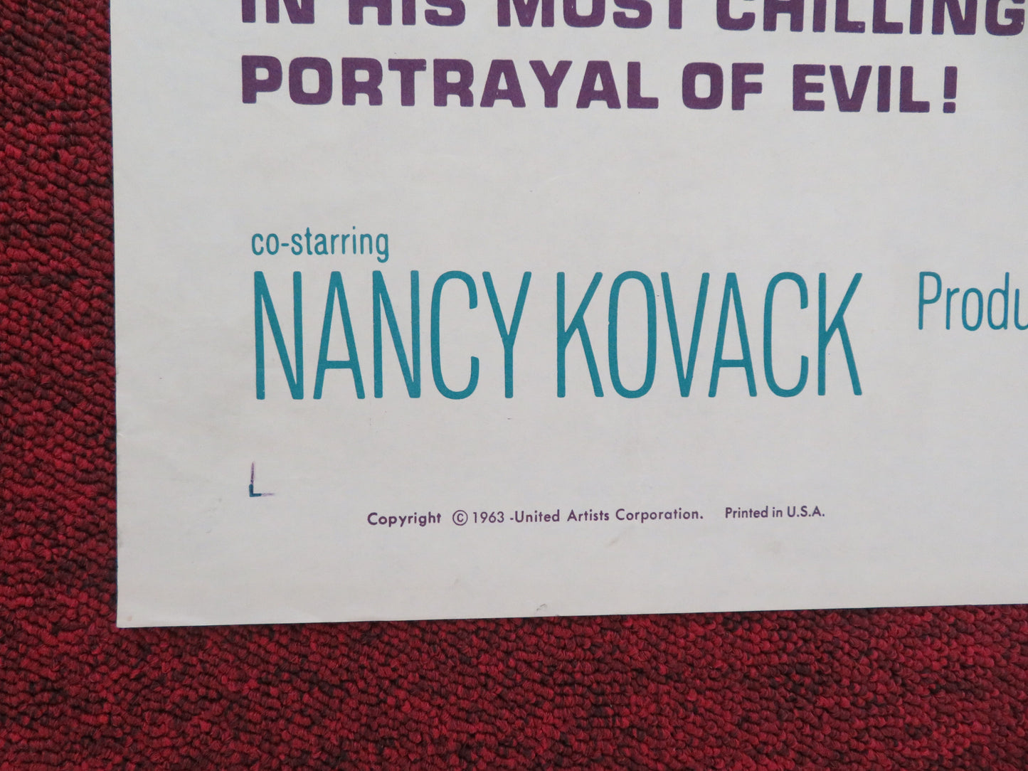 Diary of a Madman Folded US One Sheet Poster Vincent Price Nancy Kovack 1963