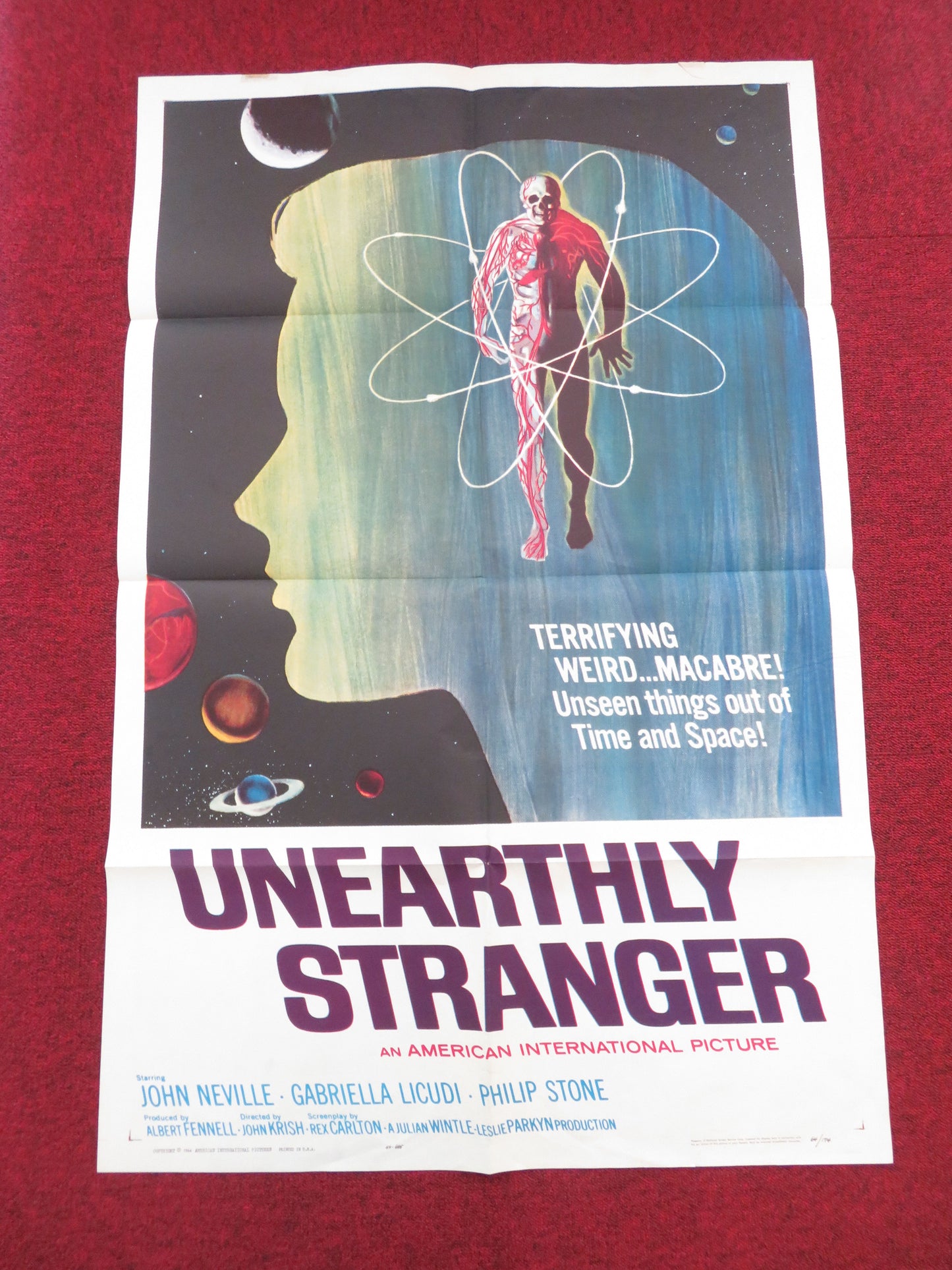 Unearthly Stranger Folded US One Sheet Poster John Neville Gabriella Licudi 1964