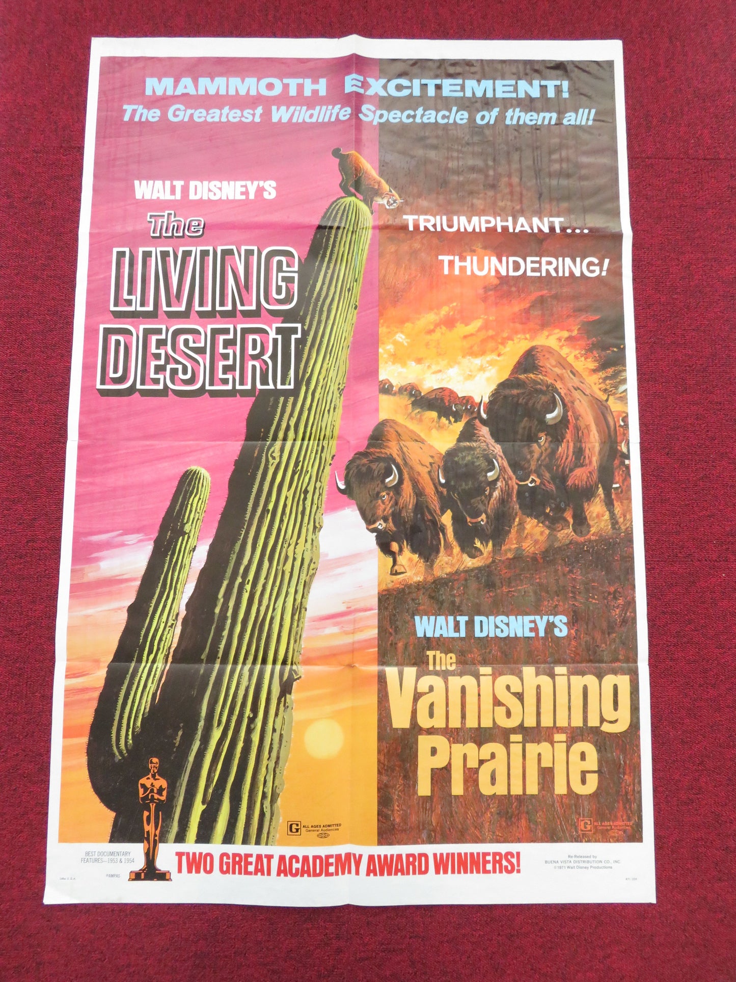 The Living Desert / The Vanishing Prairie Combo Folded US One Sheet Poster 1971