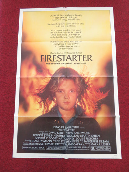 Firestarter Folded US One Sheet Poster Drew Barrymore Stephen King 1984