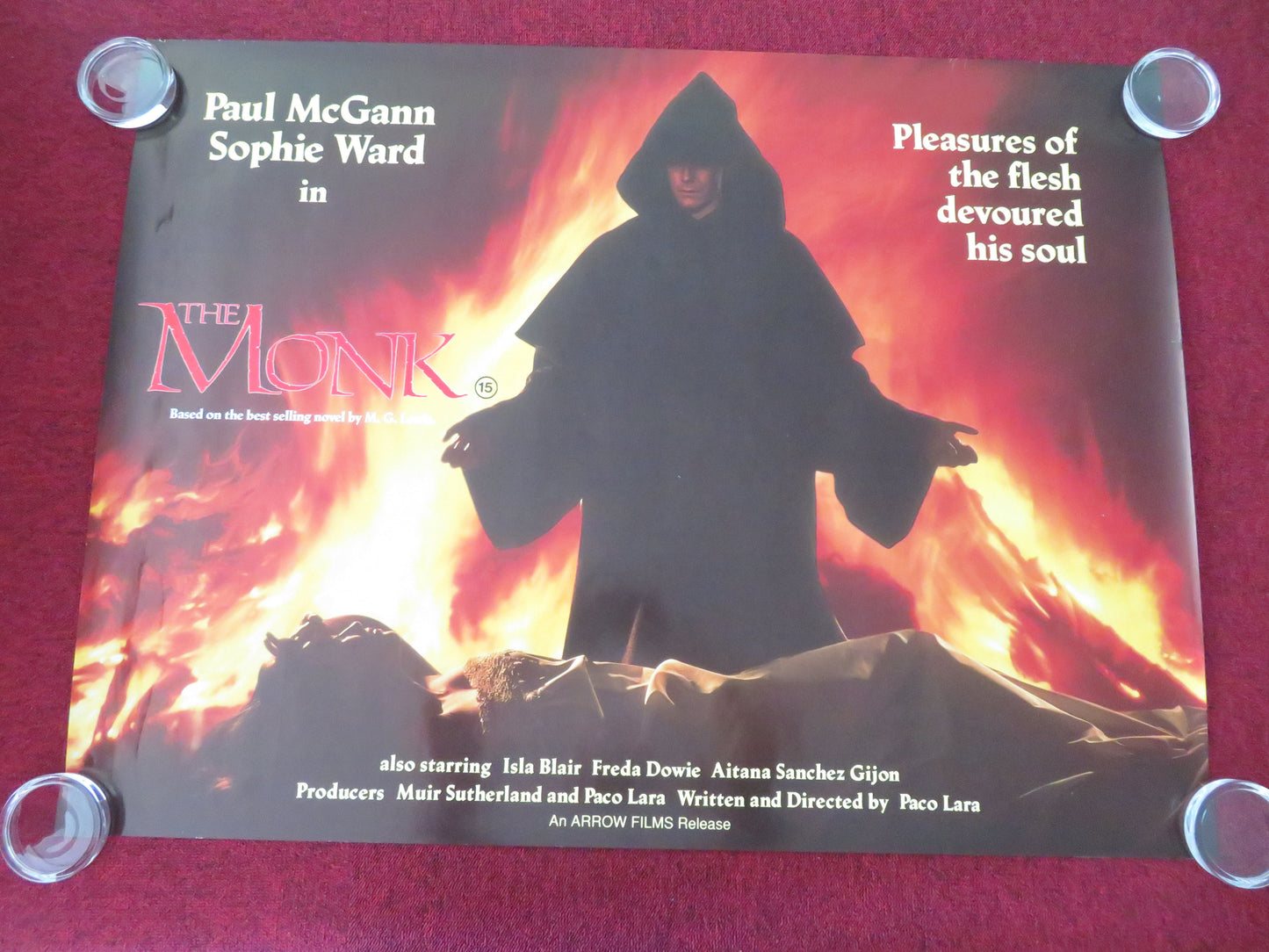 The Monk UK Quad Rolled Poster Paul McGann Sophie Ward Isla Blair 1990
