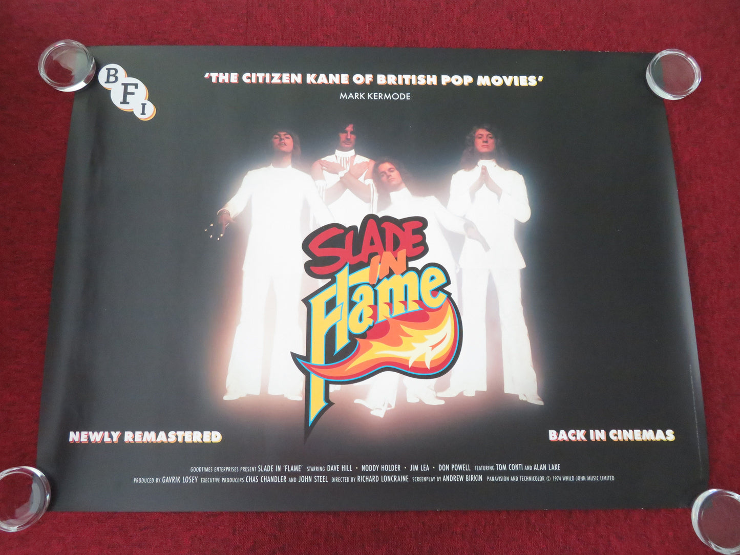 Slade in Flame UK Quad Rolled Poster BFI Noddy Holder Dave Hill Tom Conti R2025