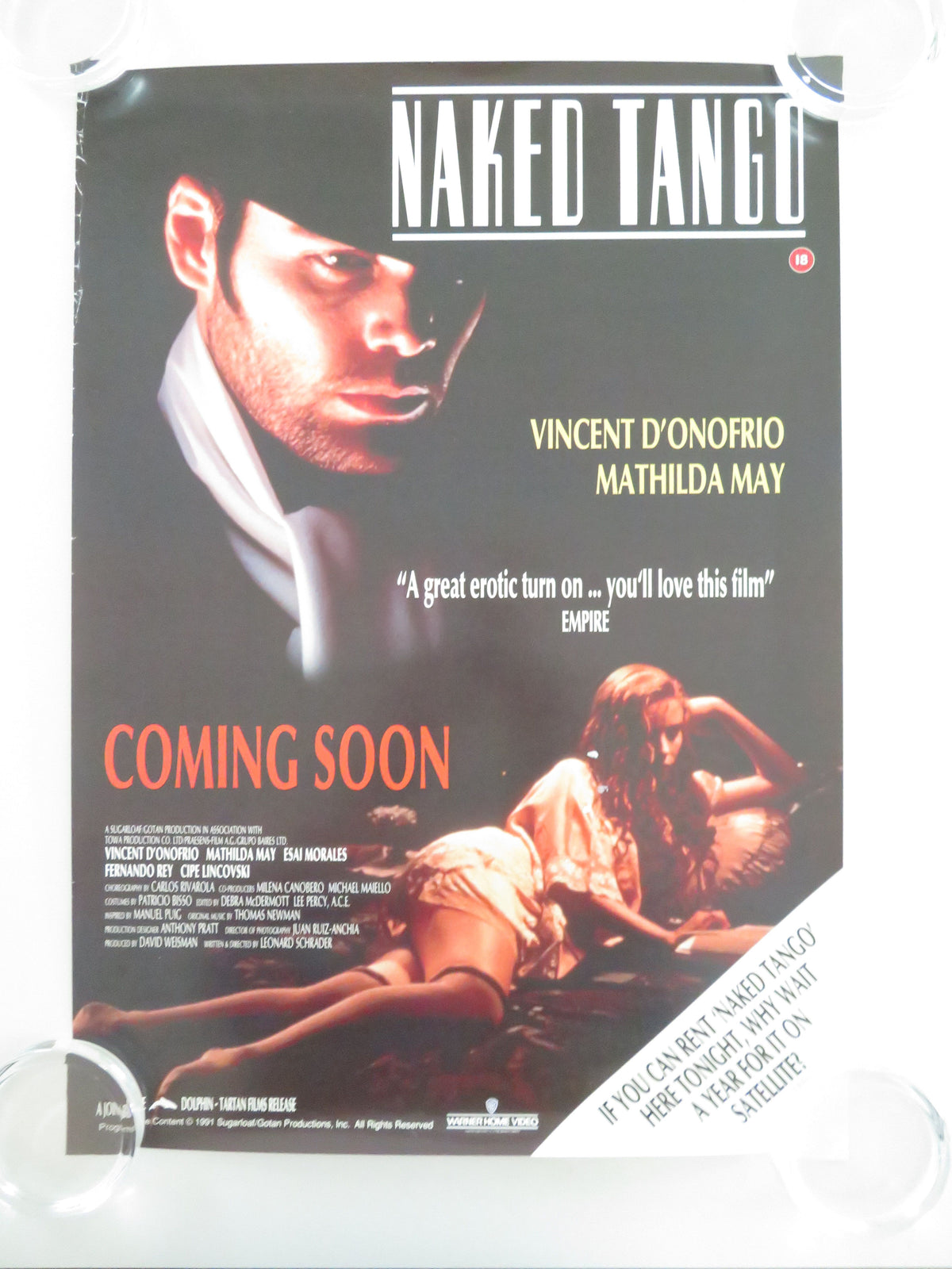 Naked Tango VHS Video Poster Vincent D'Onofrio Mathilda May 1991