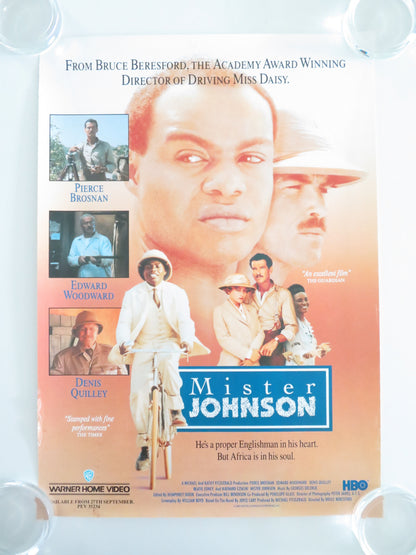 Mister Johnson VHS Video Poster Pierce Brosnan Edward Woodward 1990