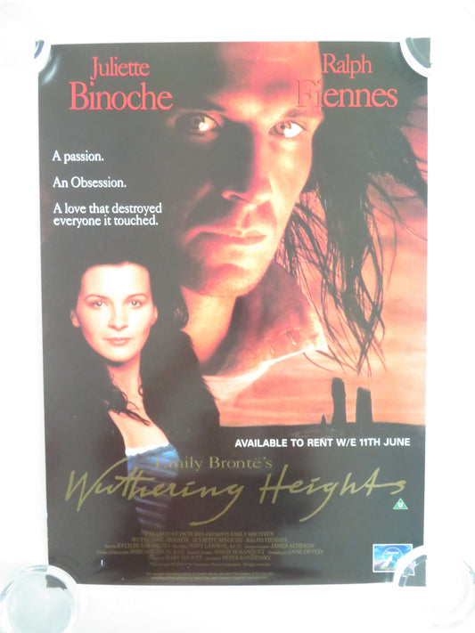 Wuthering Heights VHS Video Poster Juliette Binoche Ralph Fiennes 1992