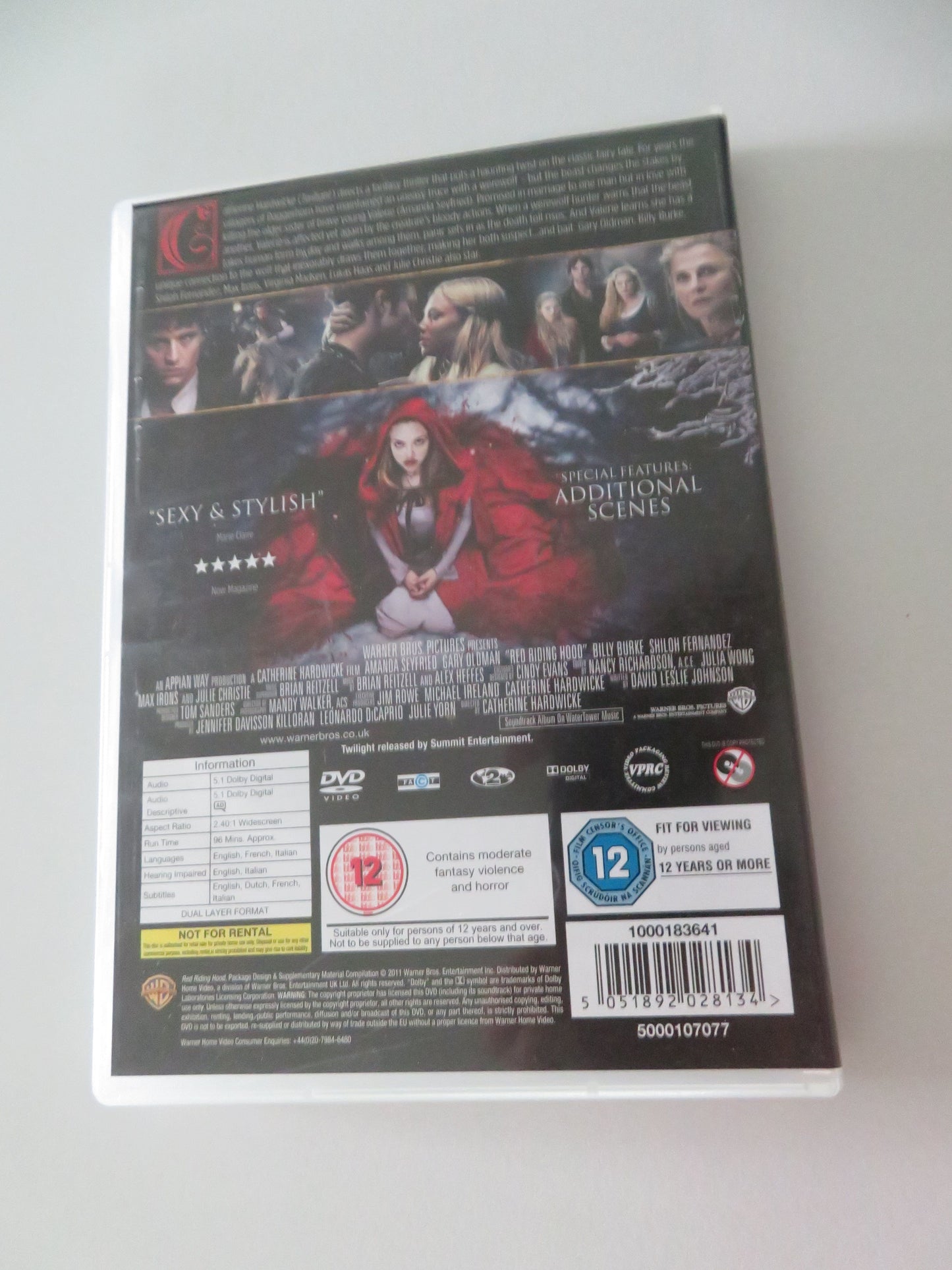 Red Riding Hood (DVD) Amanda Seyfried Lukas Haas Gary Oldman 2011 Region 2