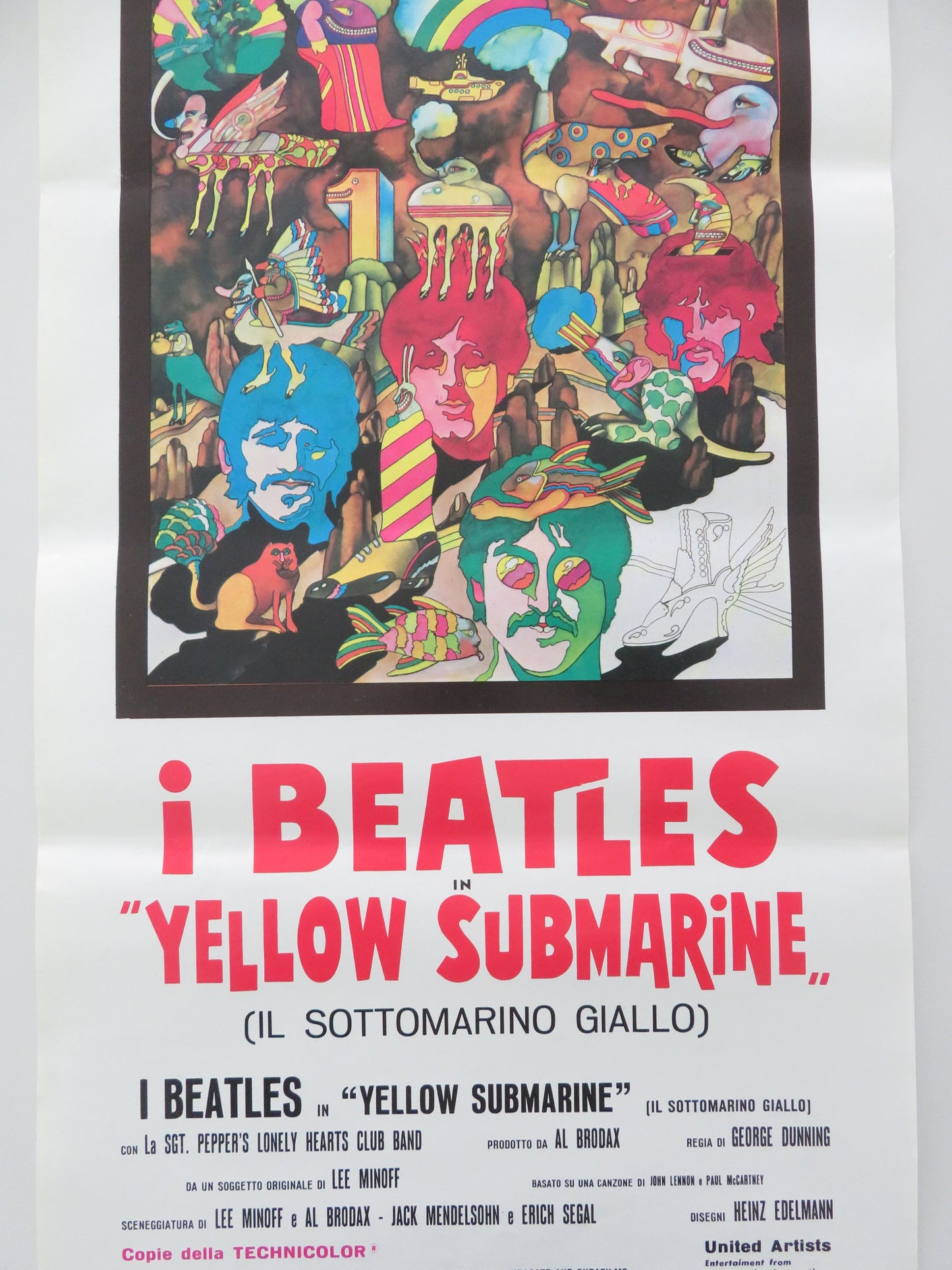 Yellow Submarine Italian Locandina Poster The Beatles Lennon McCartney 1980s
