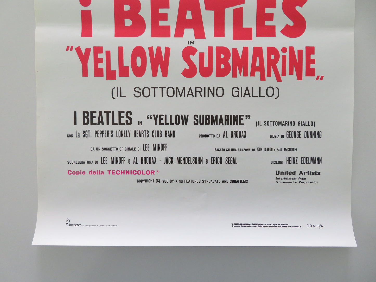 Yellow Submarine Italian Locandina Poster The Beatles Lennon McCartney 1980s