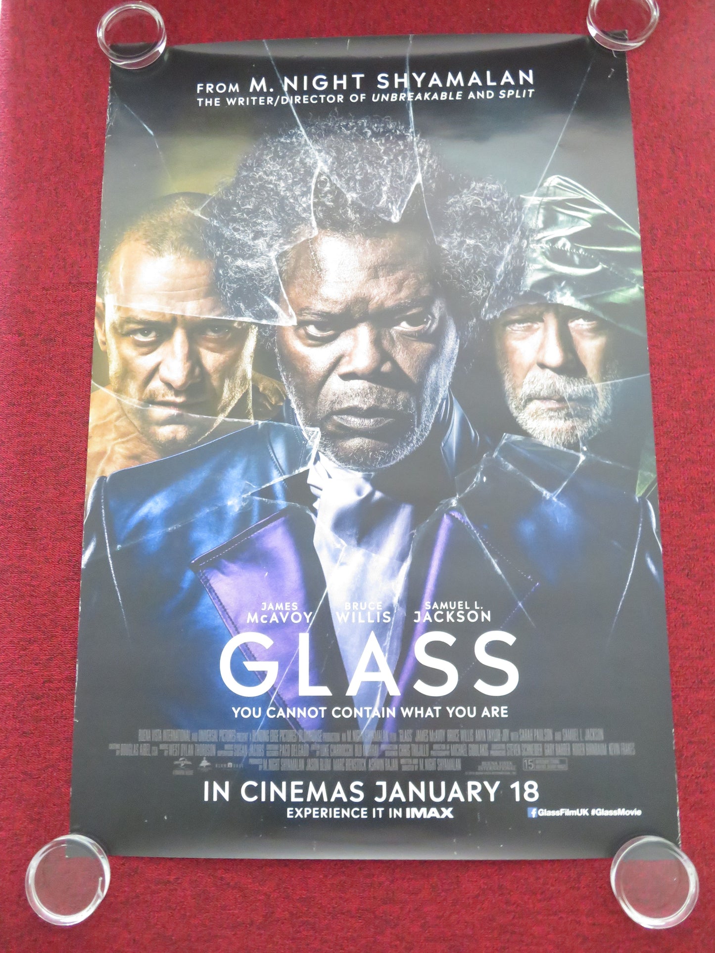 Glass US One Sheet Rolled Poster James McAvoy Bruce Willis S. L. Jackson 2019