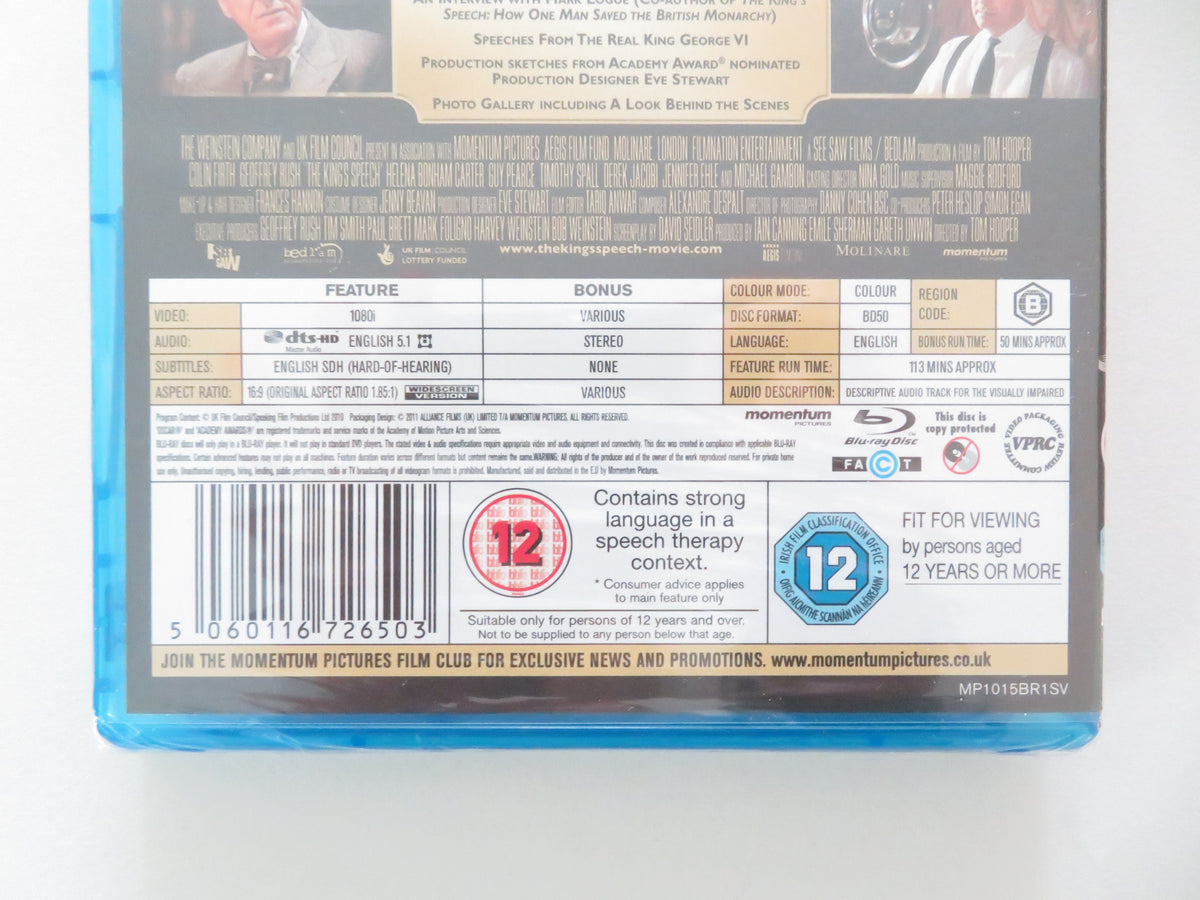 The King's Speech (BLU-RAY) Colin Firth Geoffrey Rush 2010 Region B