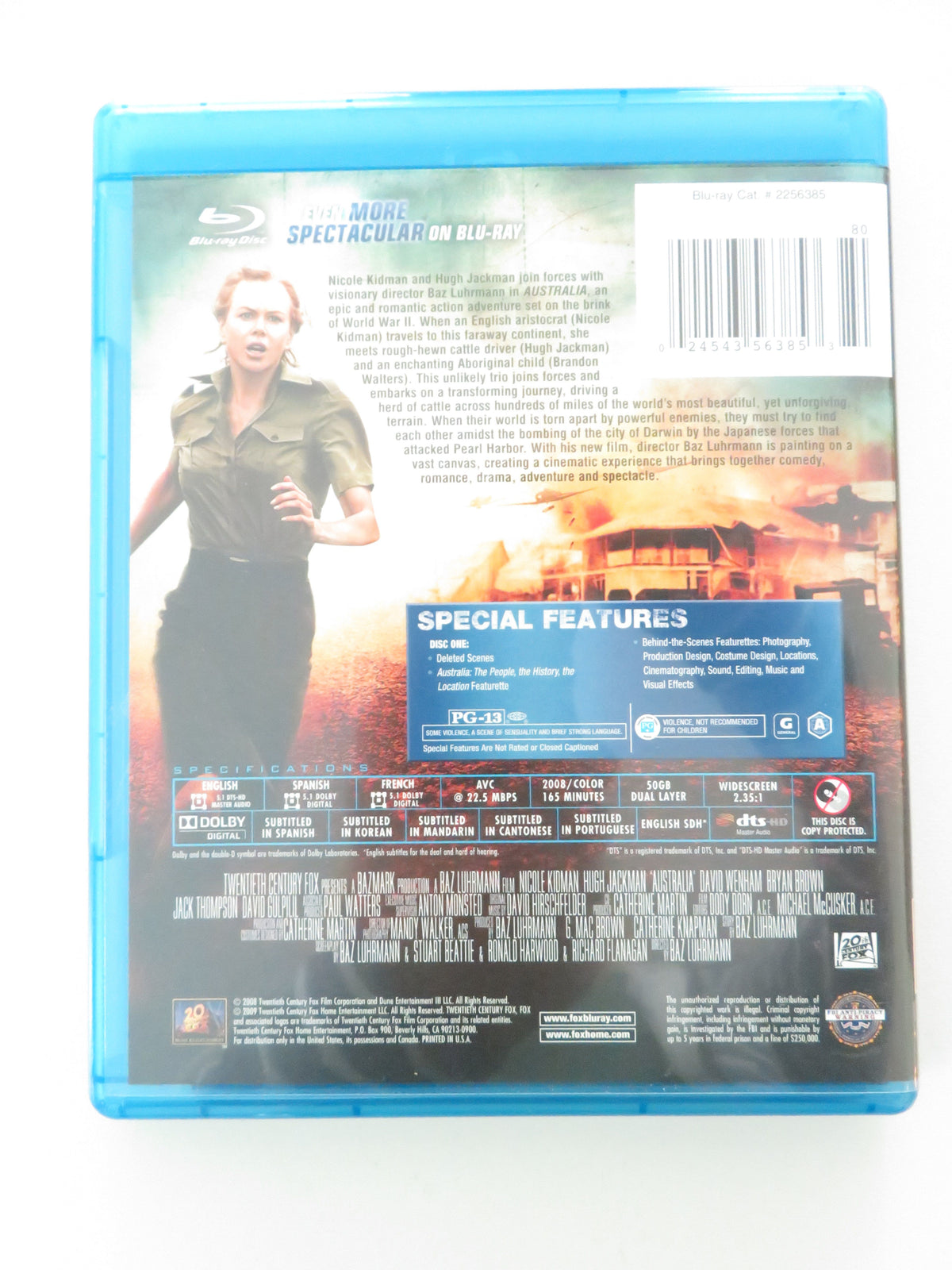 Australia (BLU-RAY) Nicole Kidman Hugh Jackman Shea Adams 2008 Region A