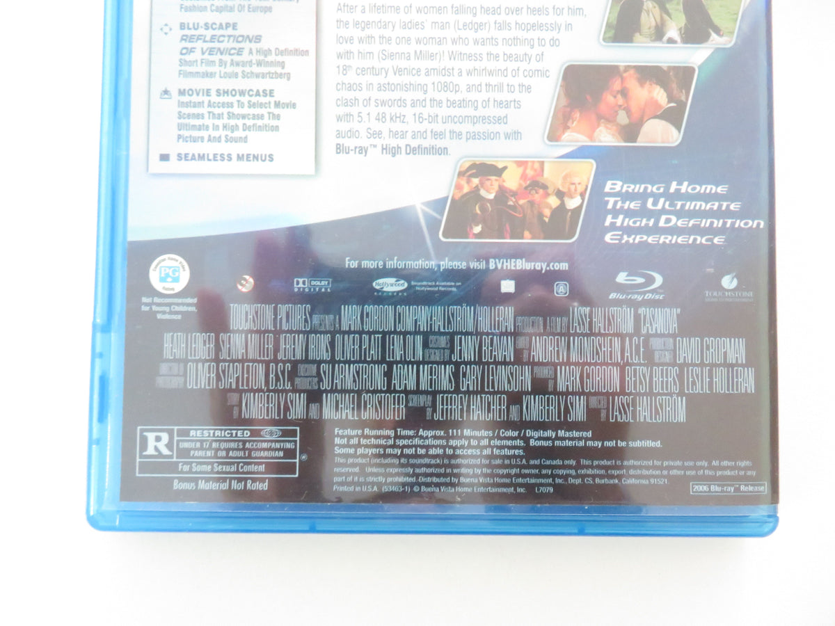 Casanova (BLU-RAY) Heath Ledger Sienna Miller Jeremy Irons 2005 Region A
