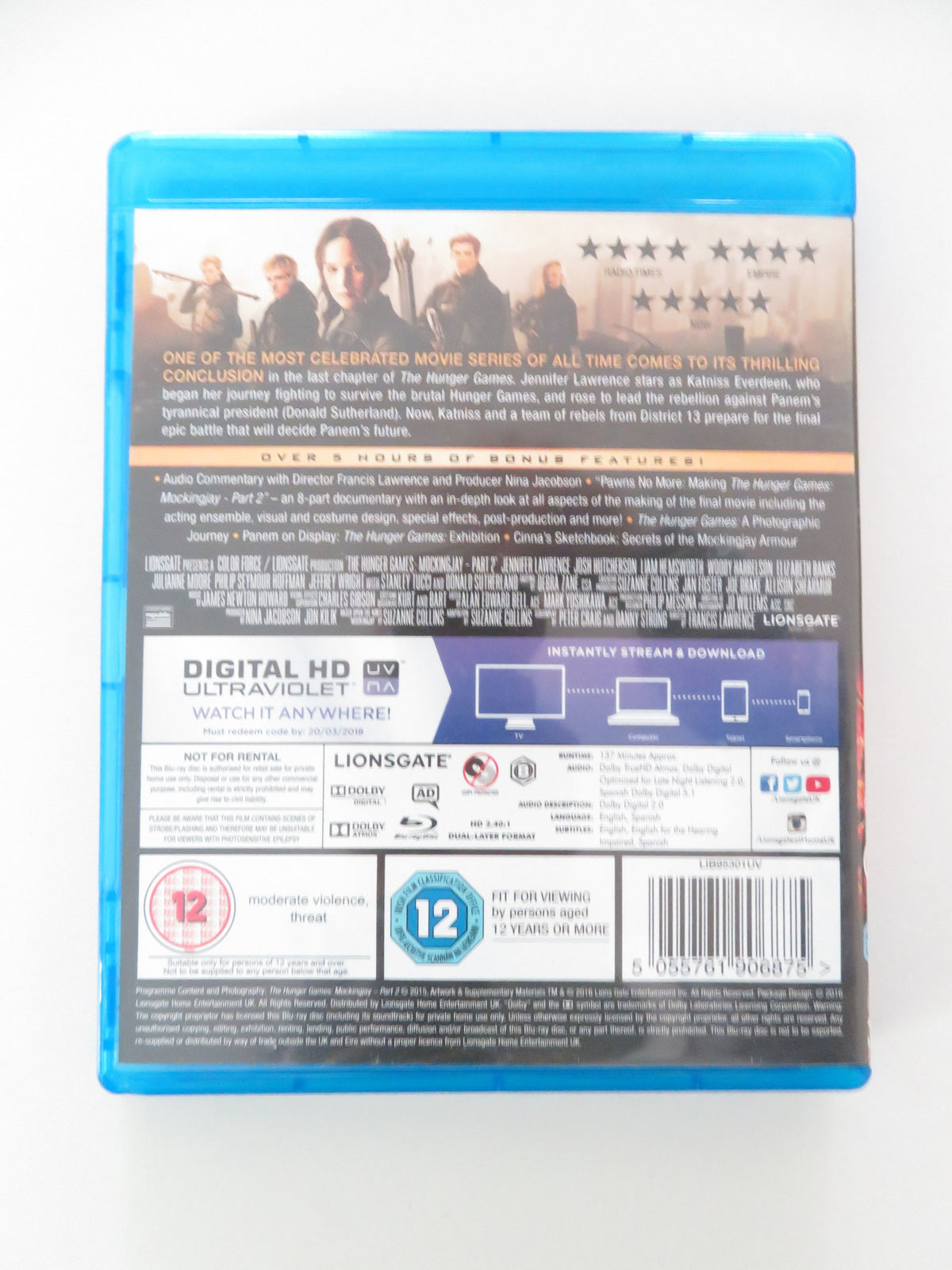 The Hunger Games: Mockingjay - Part 2 (BLU-RAY) Jennifer Lawrence 2015 Region B