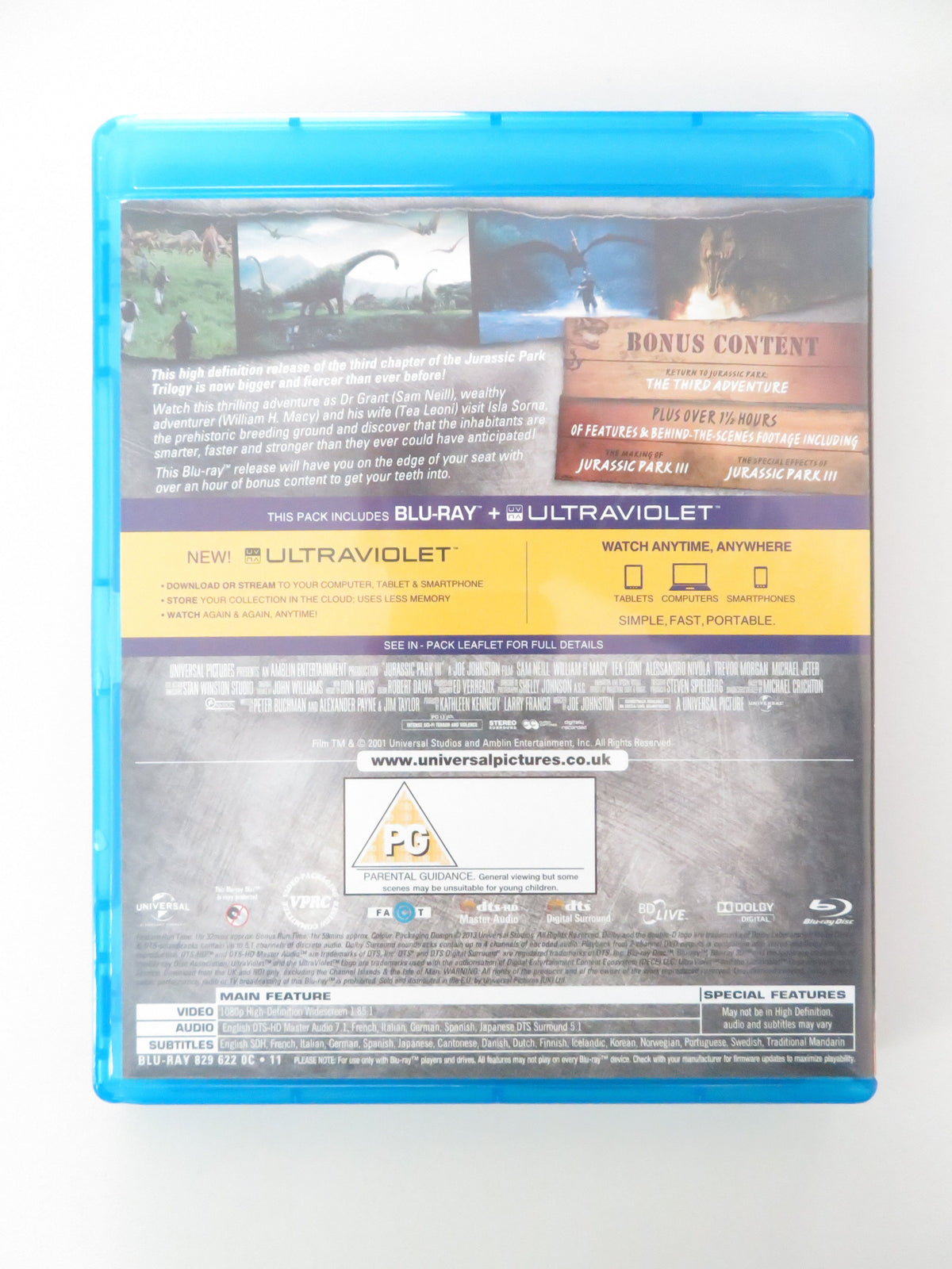 Jurassic Park III (BLU-RAY) Sam Neill William H. Macy Téa Leoni 2001