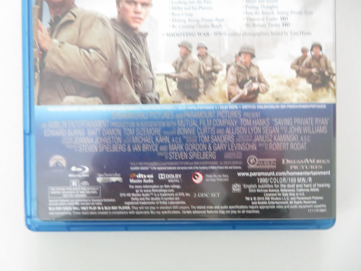 Saving Private Ryan (BLU-RAY) Tom Hanks Matt Damon Tom Sizemore 1998