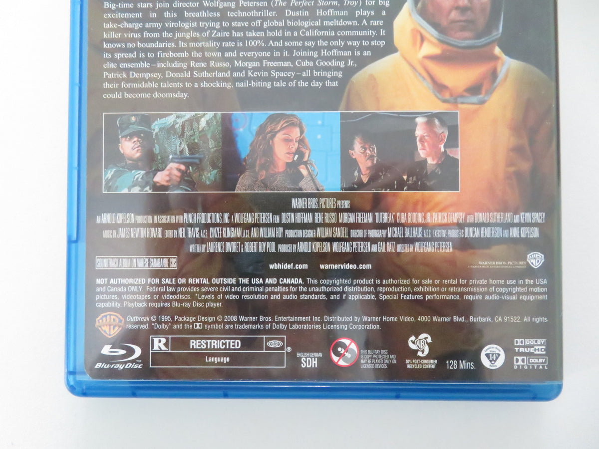 Outbreak (BLU-RAY) Dustin Hoffman Rene Russo Morgan Freeman 1995