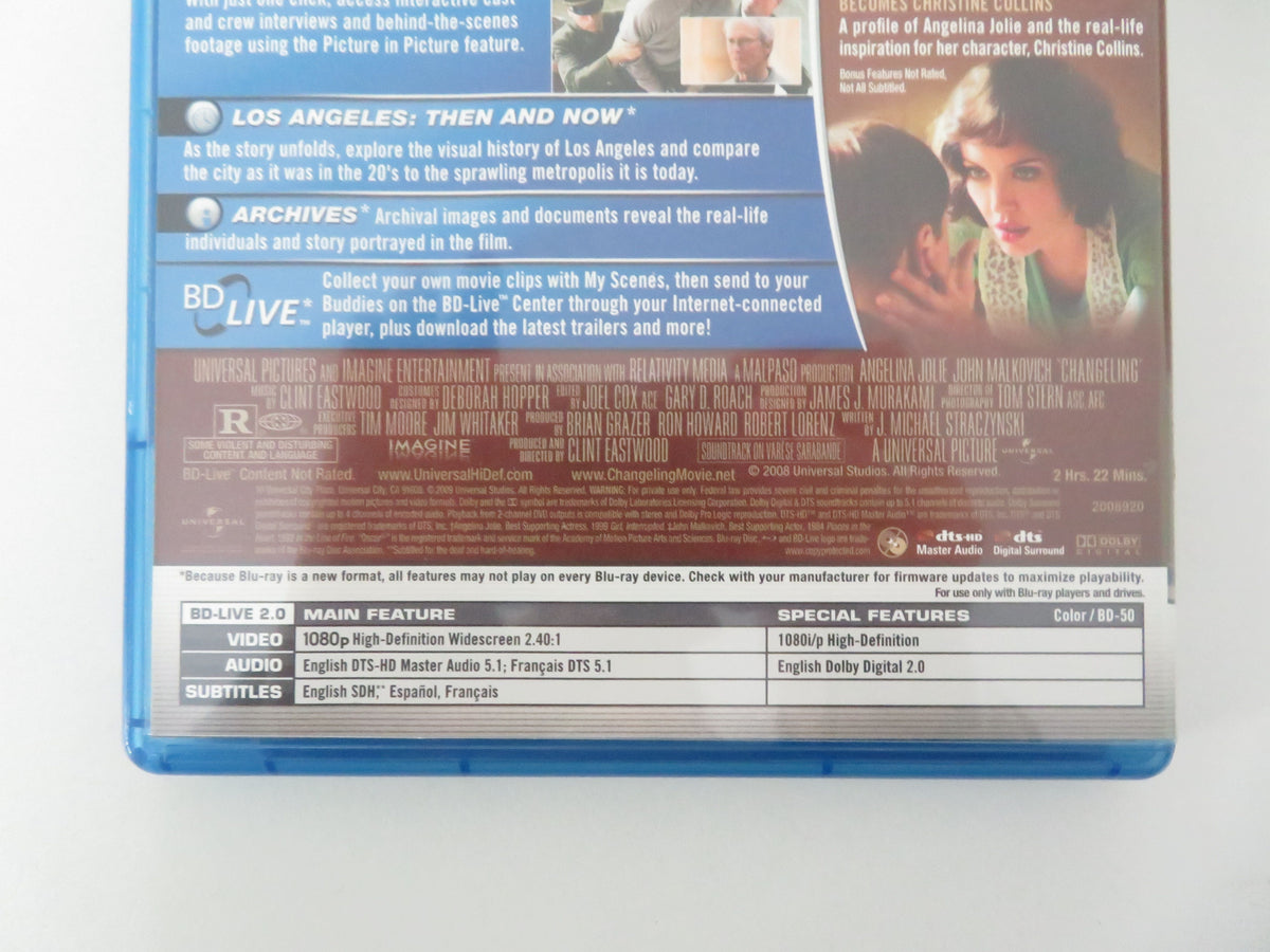Changeling (BLU-RAY) Angelina Jolie Colm Feore Amy Ryan 2008