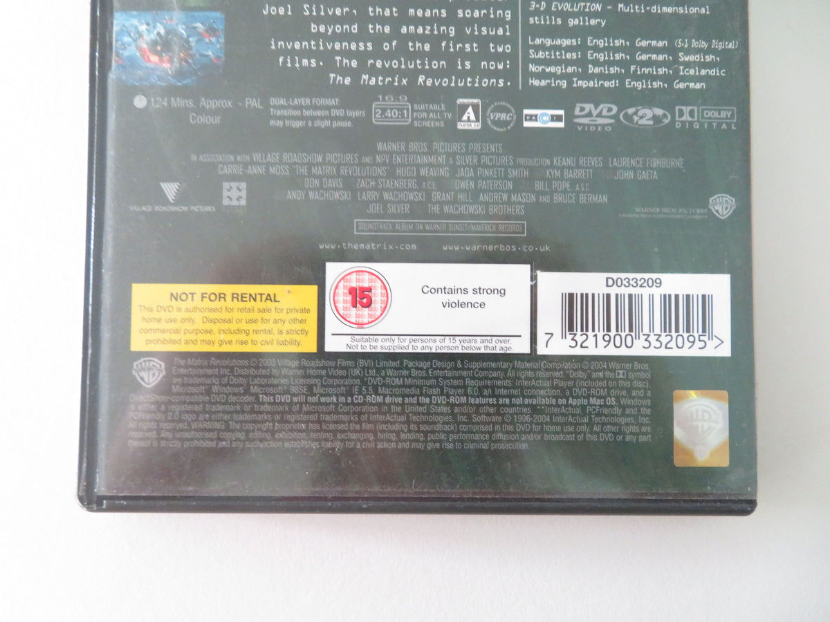 The Matrix Revolutions - 2 disc set (DVD) Keanu Reeves 2003 Region 2