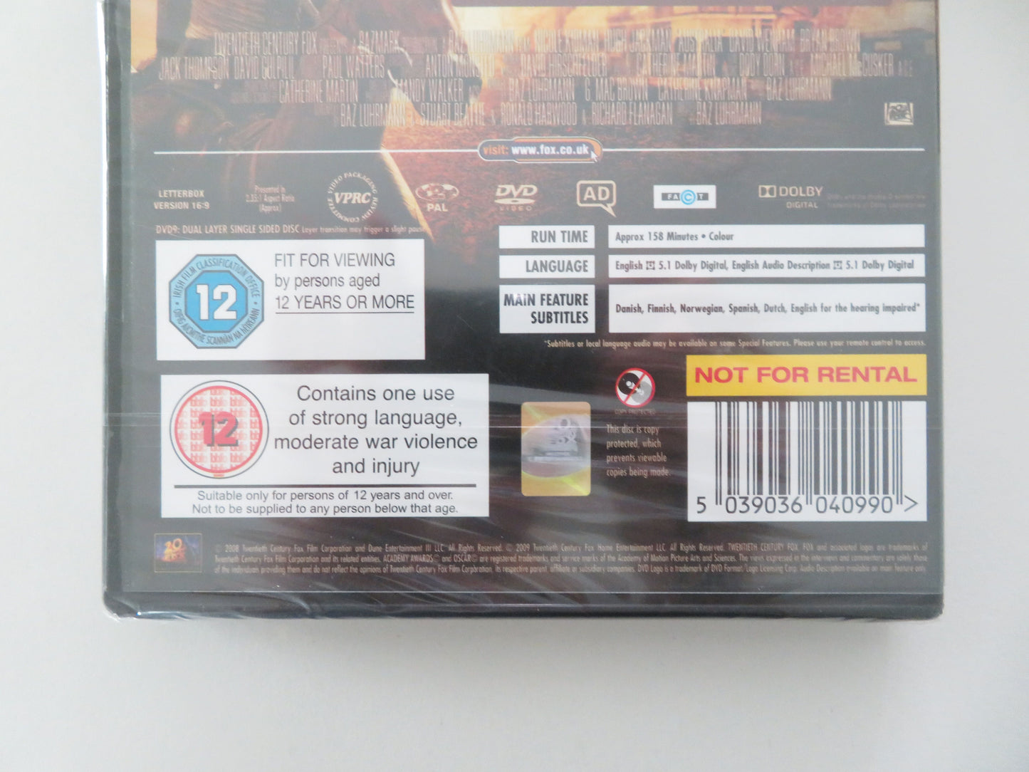 Australia (DVD) Nicole Kidman Hugh Jackman Shea Adams 2008 Region 2