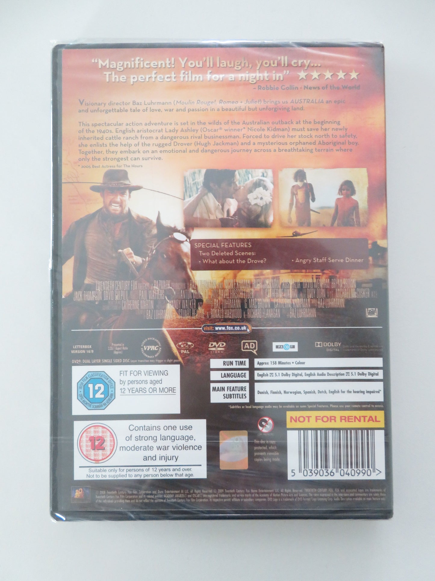 Australia (DVD) Nicole Kidman Hugh Jackman Shea Adams 2008 Region 2