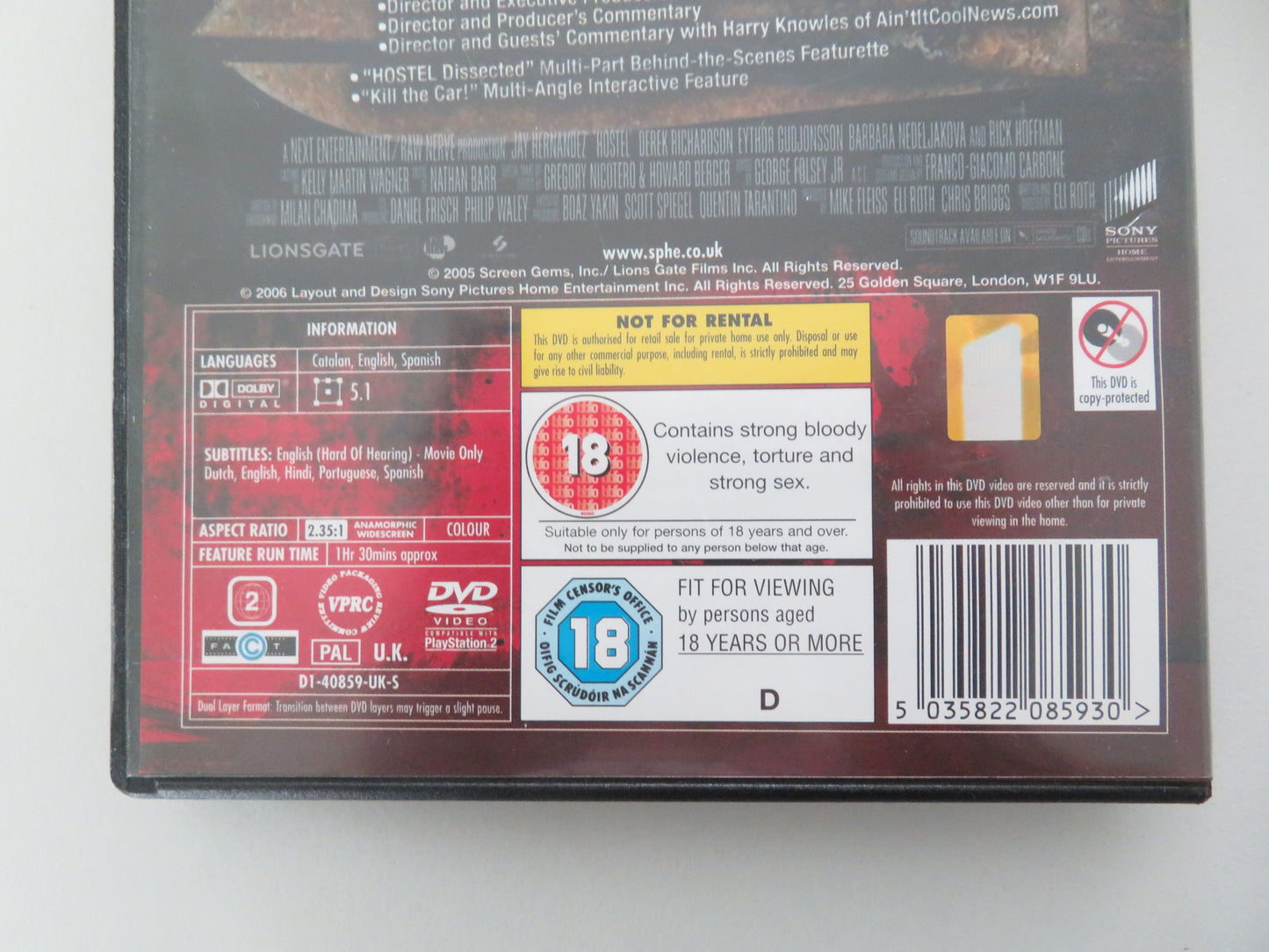 Hostel - Unseen Edition (DVD) Jay Hernandez Derek Richardson 2005 Region 2